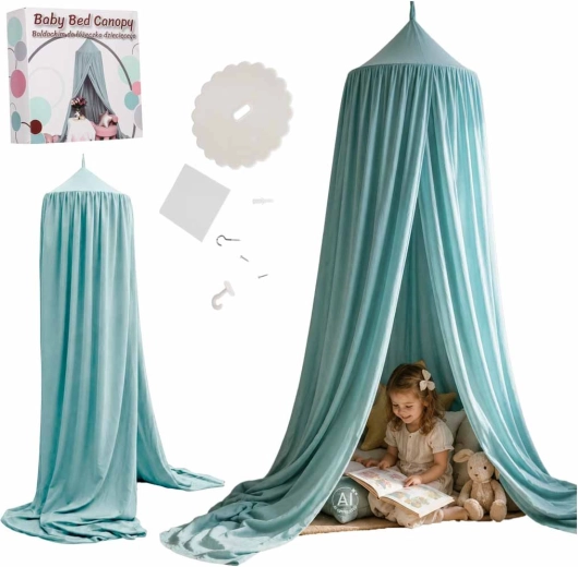 Baldacchino sospeso per bambini sopra il letto boho blu