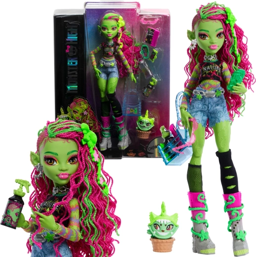Bambola Monster High Venus McFlytrap con la gattina Chewlian