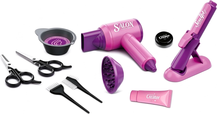 Set da parrucchiere con phon e piastra illuminata
