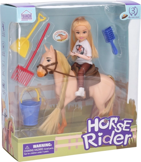 Cavallo con bambola e accessori - 1 pezzo