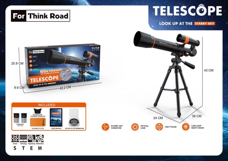 Telescopio astronomico Sparkys per bambini con accessori 60x, nero