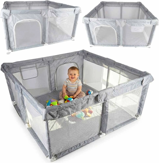 Box pieghevole per bambini 120 × 120 cm con ingresso con cerniera