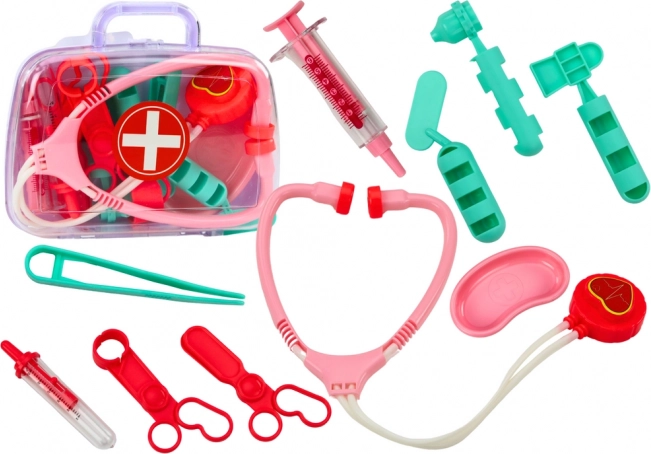 Kit medico per bambini Strumenti sanitari in valigetta rosa