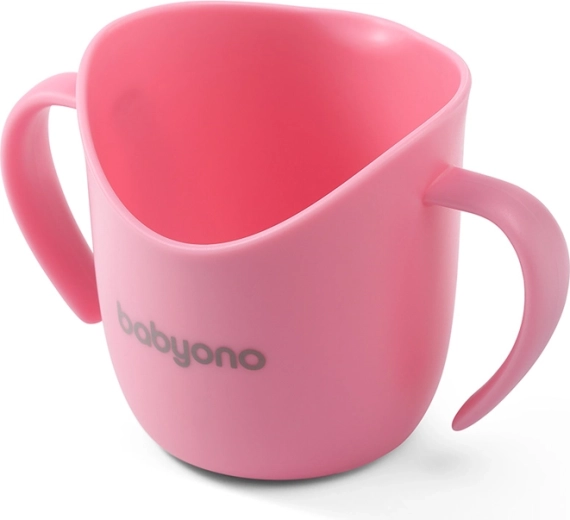 BabyOno tazza da allenamento ergonomica con manici 120 ml, rosa (da 6 mesi)