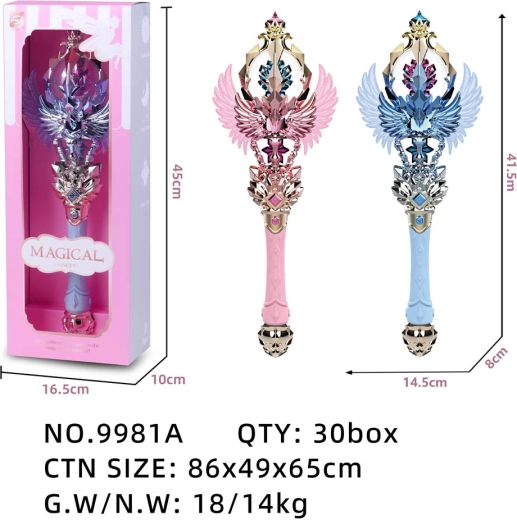 Bacchetta magica colorata per piccola principessa blu - 1 pezzo