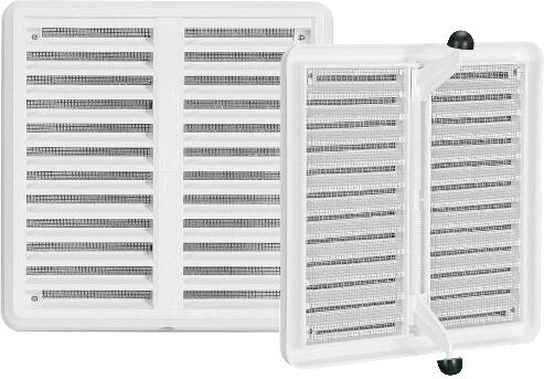 Griglia di ventilazione con rete anti-insetti e copertura regolabile 175 × 175 mm bianca