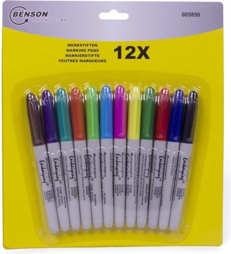 Benson set di pennarelli permanenti colorati - 12 pezzi