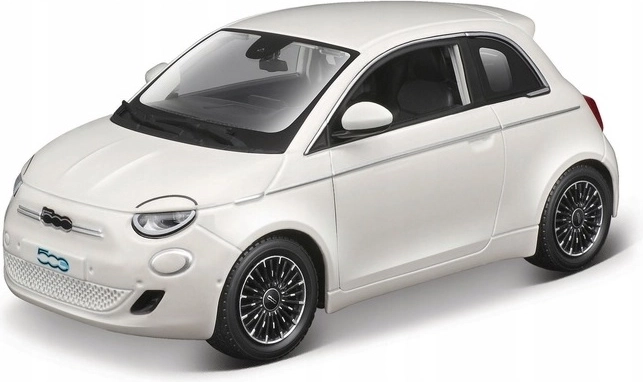 Modello Fiat 500E 2023 bianco in scala 1:24