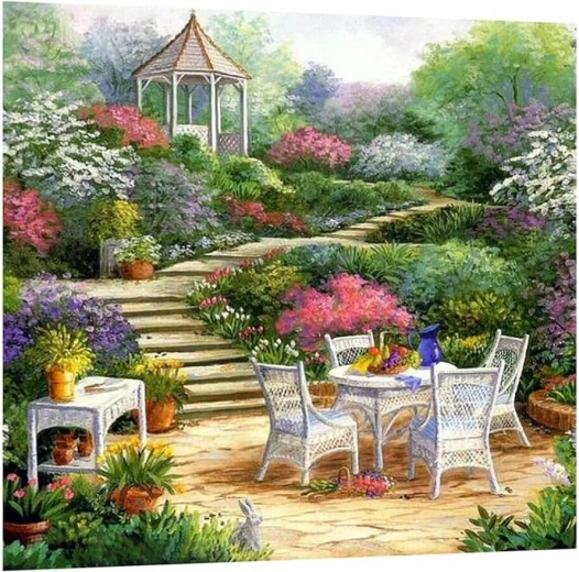 Pittura diamantata Colazione al gazebo 30 × 40 cm