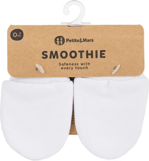 Guantini per neonati Petite&Mars Smoothie Infinity White