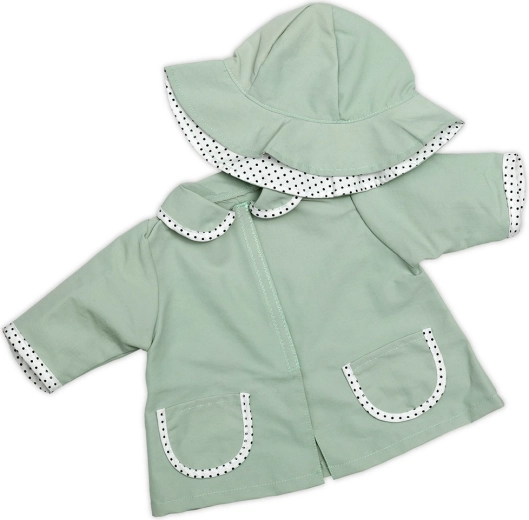 Skrållan giacca impermeabile e cappellino da pioggia per bambola 45 cm
