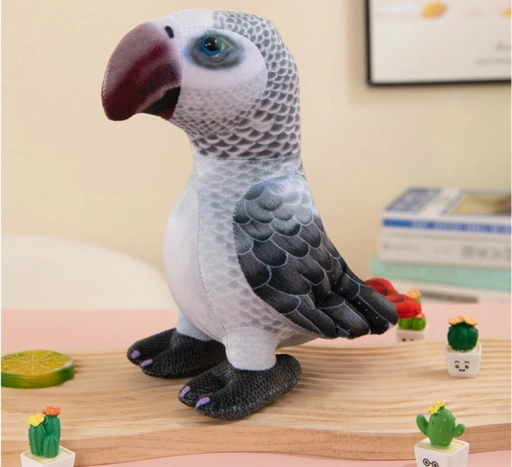 Pappagallo grigio in peluche 20 cm