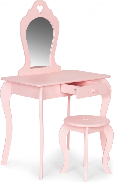 Grande toeletta per bambini in legno con specchio rosa ECOTOYS