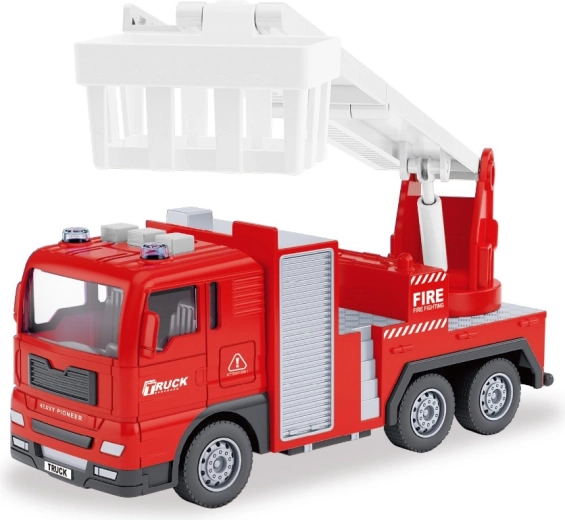 Camion dei pompieri con piattaforma estensibile con suono e luce - 1 pezzo