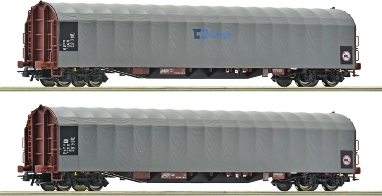 Roco set di 2 carri a quattro assi con telone scorrevole Rils-y ČD Cargo (H0)
