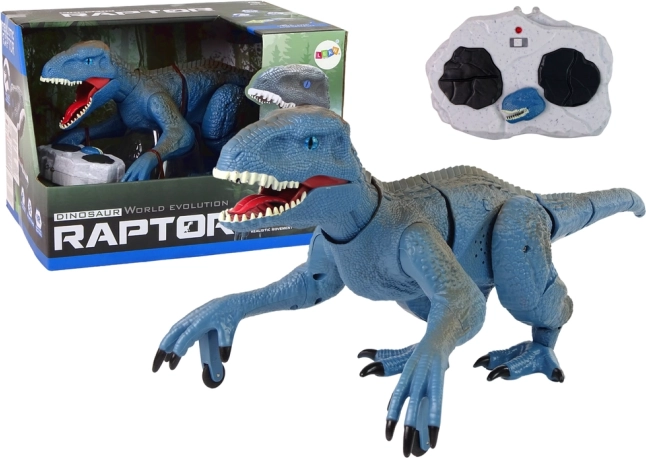 Dinosauro Velociraptor blu telecomandato