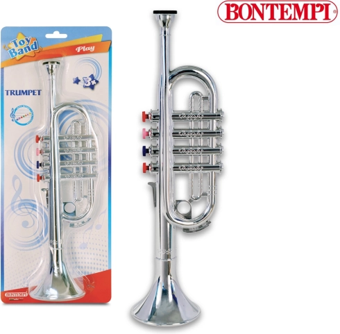 Tromba in metallo lucido con quattro valvole