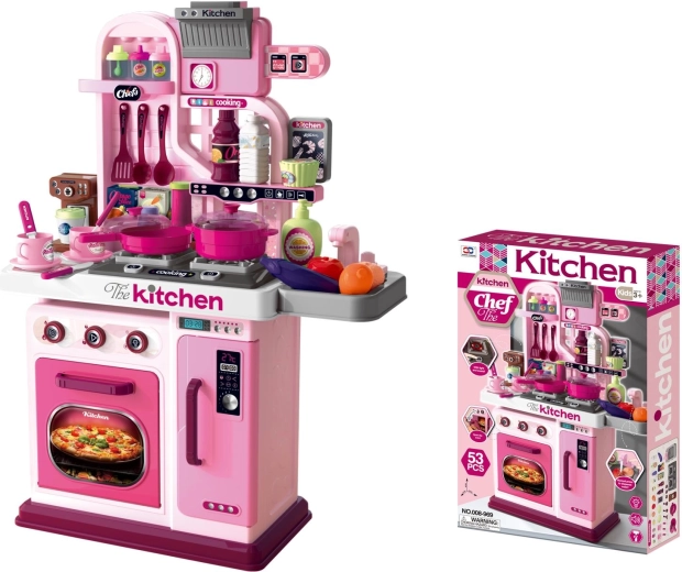 Cucina giocattolo rosa con accessori