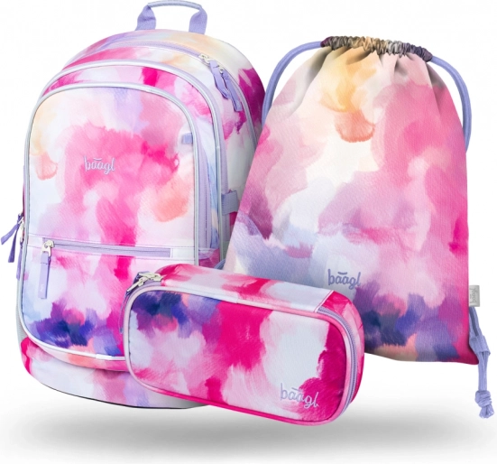 Set scolastico Baagl Core Painting: zaino, astuccio e sacca