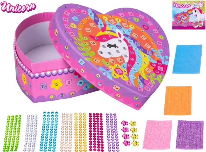 Unicorno – set per incollare strass colorati sulla portagioie