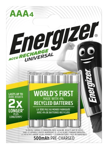 Batterie ricaricabili Energizer AAA 500 mAh, 4 pezzi