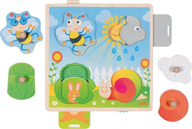 Puzzle in legno con parti mobili Giardino di Goki