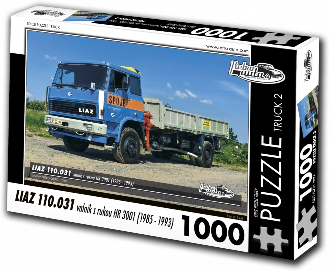 Puzzle Retro Auto Liaz 110.031 Cassone con Gru HR 3001, 1000 Pezzi