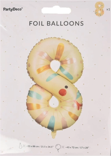 Palloncino in foil numero 8 con motivo serpente KIDS 88 cm