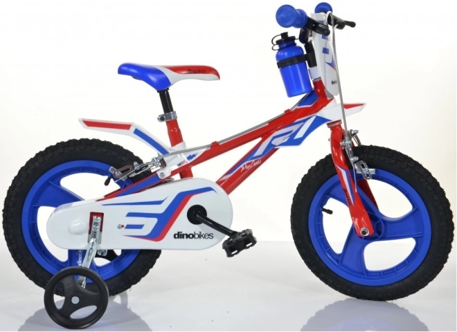 Bicicletta per bambini Dino rosso-blu-bianco 14 pollici