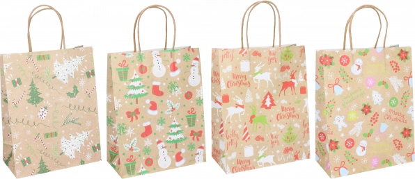 Borsa regalo di Natale, misura s (15 × 21 × 8 cm), 4 motivi