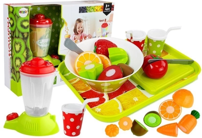 Set per bambini di frutta e verdura con frullatore e vassoio