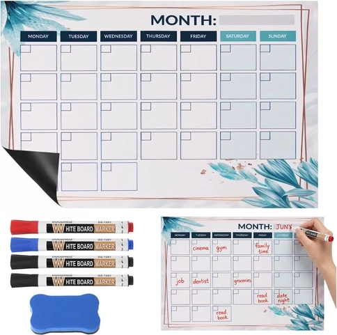 Planner magnetico da frigorifero RUHHY 30 × 40 cm, calendario cancellabile a secco