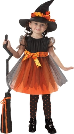 Costume da strega per bambina con cappello L