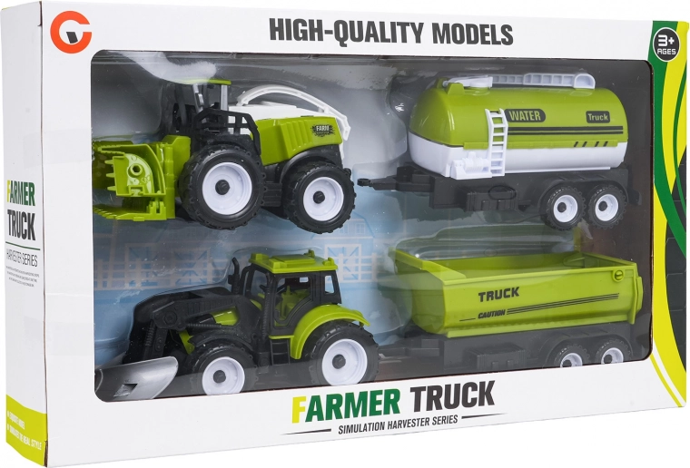 Set di veicoli agricoli per bambini con trattore, mietitrebbia e rimorchi