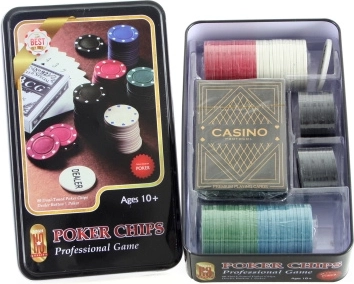 Set da poker in scatola di latta