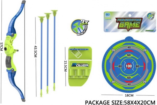 Arco blu con frecce e bersaglio 57 cm