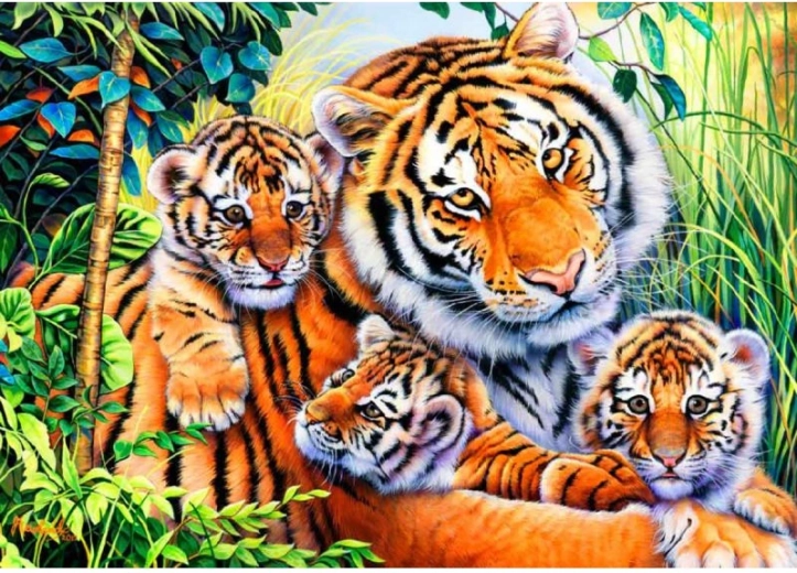 Diamond painting Tigre con i cuccioli 40 × 30 cm - 1 pezzo