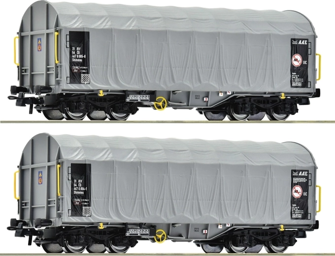 Roco set a due pezzi di carri merci con telone Shimmns ČD