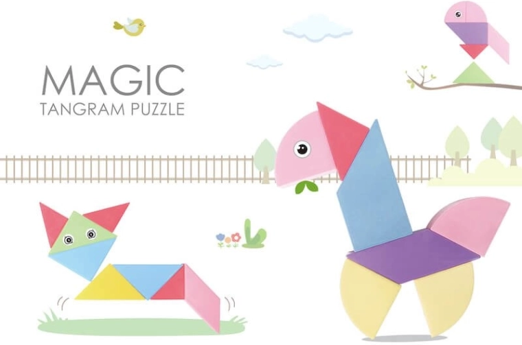 Set di costruzione magnetico Tangram - 100 pezzi