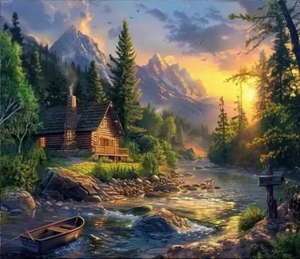 Pittura diamantata chalet presso il guado