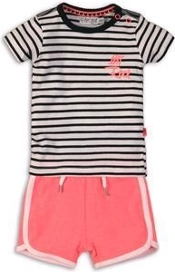 Dirkje set due pezzi per bambino – maglietta a righe e shorts rosa