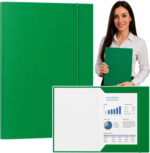 Cartellina portadocumenti in cartone con elastico A4, verde - 1 pezzo