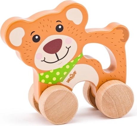 Woodyland orsetto in legno su ruote con manico