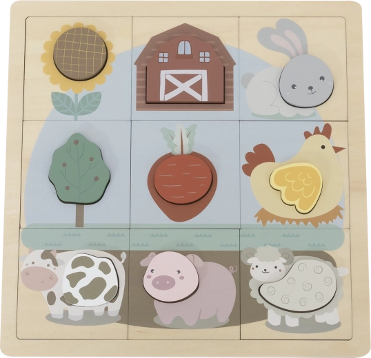 Babu puzzle educativi in legno Fattoria – 12 pezzi