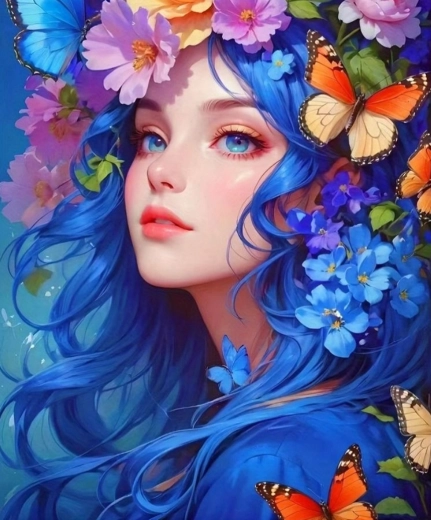 Dipingere con i numeri ragazza con fiori 40 × 50 cm