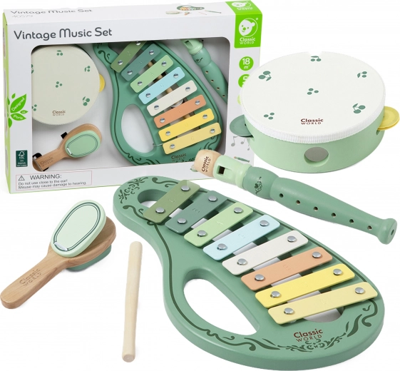 Set vintage di strumenti musicali in legno CLASSIC WORLD, 18m+