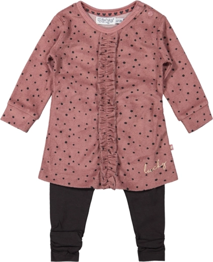Set Dirkje di abito e leggings con pois irregolari per bambine