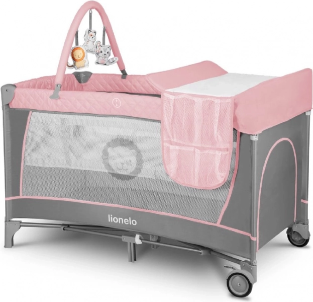 Lettino da viaggio e box 2 in 1 LIONELO Flower – Flamingo
