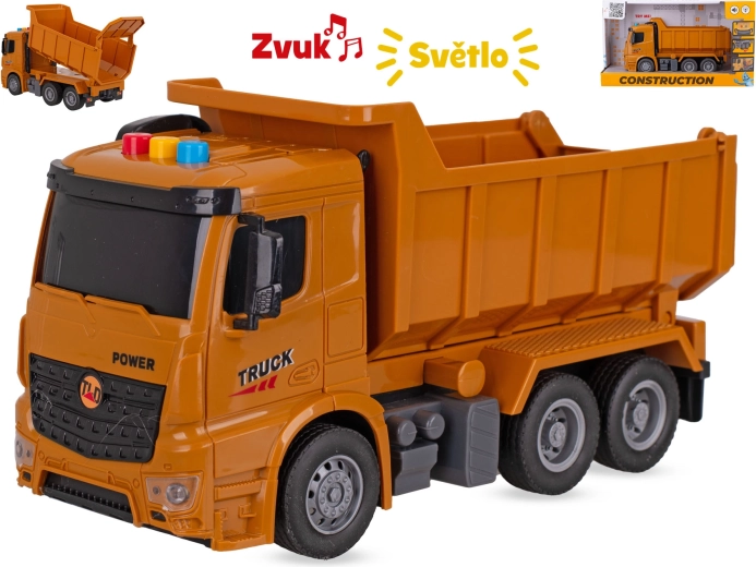 Camion ribaltabile da cantiere a inerzia 26 cm con luci e suoni