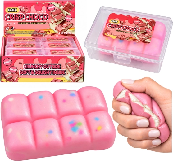 Caramella antistress sensoriale da stringere a forma di tavoletta di cioccolato rosa - 1 pezzo